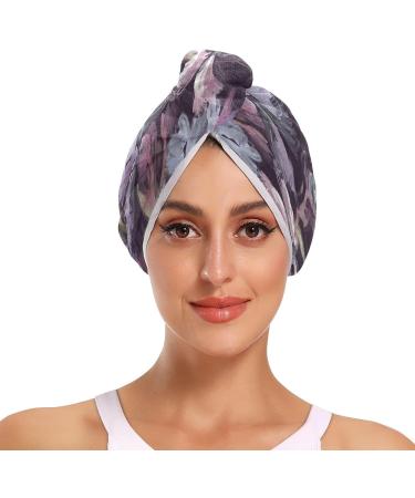 Blooming Iris Flower Dry Hair Cap Set | 2-Piece Quick Drying Towel & Button Headband | Super Absorbent & Comfortable - Buy Online on GoSupps.com