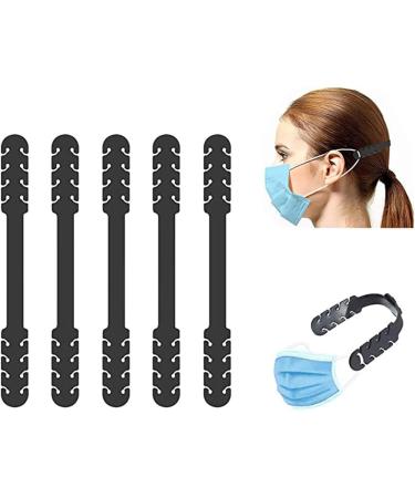 Adjustable Mask Holder - 5 Pack Anti-Slip Silicone Ear Protection Bands for Adults & Kids - Black - Buy Online on GoSupps.com