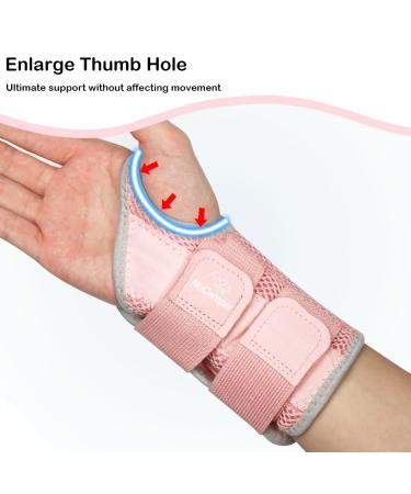 Nucamper Breathable Adjustable Wristwear for Arthritis & Tendinitis - Stylish Metal-Style Stabilizer Wrist Band for Men & Women - Right Hand - Pink/Gray S/M - Buy Online on GoSupps.com