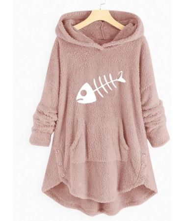 Bigfanshu Women's Tops Christmas Print Hooded Long Sleeves Sweatshirt Pullover Shirt Pink - Buy Online on GoSupps.com
