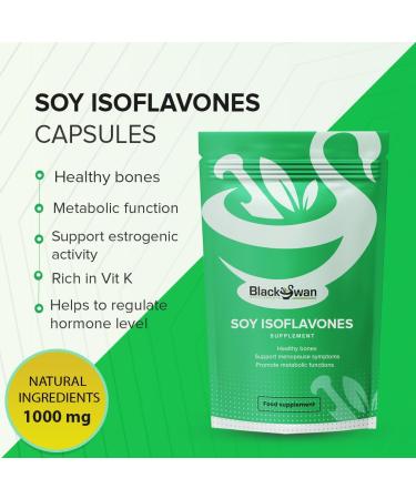 Black Swan Soy Isoflavones 1000 mg Veg Capsules - Natural Support for Healthy Bones Menopause Symptoms and Metabolic Function - with Vitamin K and Omega-3 Fatty Acid - 30 Capsules 30 Count (Pack of 1) - Buy Online on GoSupps.com