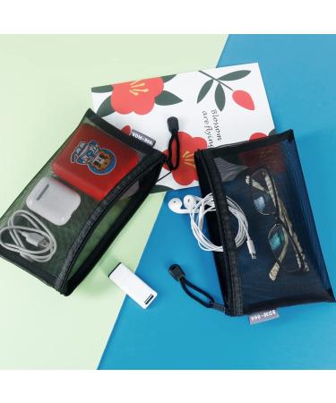 HRX Small Mesh Cosmetic Bags Set - 6pcs Black Zipper Pouches for Travel, Makeup & Organizing - Buy Online on GoSupps.com