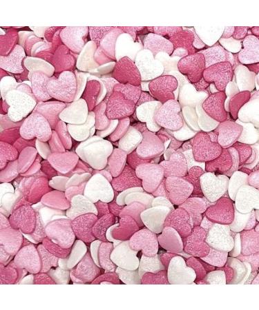 Valentines sprinkles heart pink white shimmer edible mix for cakes cupcake toppers sprinkle party decoration baking biscuits cake topper HEART MIX