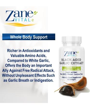 Aged Black Garlic Capsules - Immune System & Heart Health Support - 60 Capsules Non-GMO Gluten-Free - Zane - Buy Online on GoSupps.com