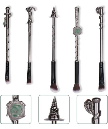 10Pcs Wizard Makeup Brushes Set with Theme Bag - Silver Handle Metal Wands for Anime Cosmetic - Portable Gift for Women - Buy Online on GoSupps.com