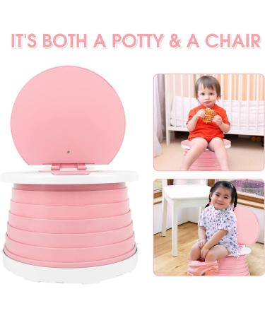 AutoTime Portable Travel Potty for Girls - Foldable Potty Seat with 15 Cleaning Bags - Perfect for Travel, Car, Camping - Pink - Buy Online on GoSupps.com