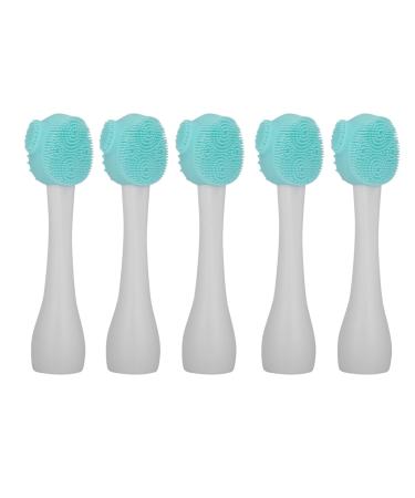 5 pieces manual silicone-face cleaning brush portable deep cleaning skin-facial massage washer Manual facial cleaning (green)