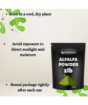 Essencea Alfalfa Powder 2lb | Green Superfood Leaf Powder | Gluten-Free Non-GMO Vegan | Rich in Fiber | Ideal for Smoothies Juices Shakes & Daily Nutrition - Buy Online on GoSupps.com