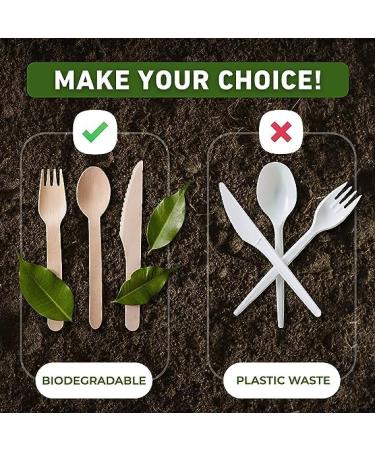 Wooden Forks Disposable - 100 Splinter-Free 6.5" Compostable Forks Biodegradable and Eco Friendly Disposable Forks Utensils for Outdoors and Parties - Buy Online on GoSupps.com