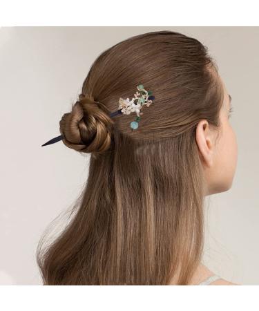 3 Pack Vintage Wooden Chinese Flower Hair Sticks - Handmade Japanese Style Headpiece for Women - Buy Online on GoSupps.com