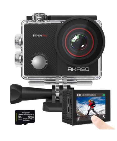 AKASO EK7000 Pro 4K Action Camera + Kingston 64GB microSDXC Canvas Memory Card (Bundle) With 64GB microSD Card