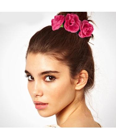 amangul Large Artificial Flower Scrunchies for Women Elastic Hair Scrunchy Bobbles Ponytail Holder Fashion French Style Hairband(Rose Red) - Buy Online on GoSupps.com