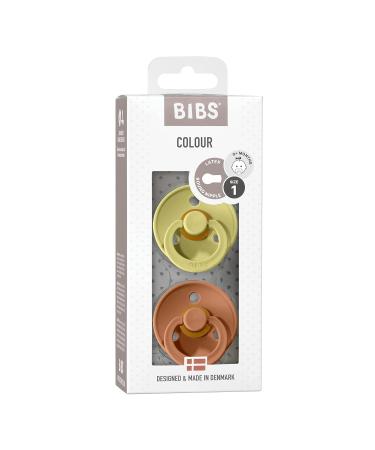 BIBS Colour Baby Pacifier 2-Pack | Made in Denmark | BPA Free | Natural Rubber Latex | Size 1 (0-6 Months) | Meadow/Earth - Buy Online on GoSupps.com