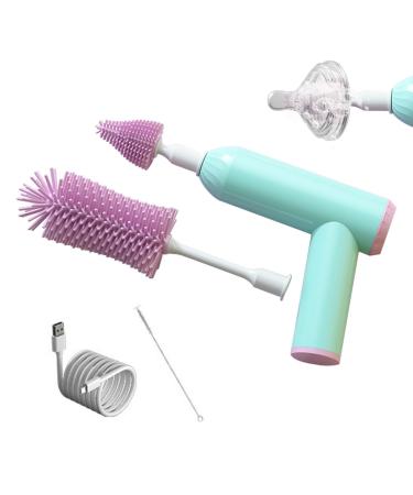 Electric Bottle Cleaning Brush Rechargeable Bottle Cleaner Set Straw & Nipple Brush | Electric Baby Bottle Cleaner Set Straw Brush Say Goodbye to Hassle Cleaning Hondony 02b Emerald Green