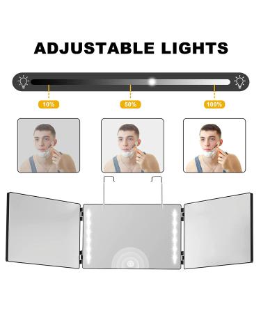 GULAURI 3-Way LED Lighted Barber Mirror | Trifold & Portable Hands-Free Mirror - Buy Online on GoSupps.com