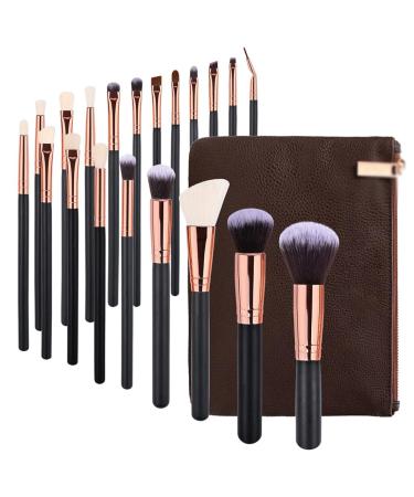 20 Pieces of Black Makeup Brush Set Beauty Tools Foundation Make-up Brush Eye Shadow Brush Powder Brush(17cm D) 17cm D