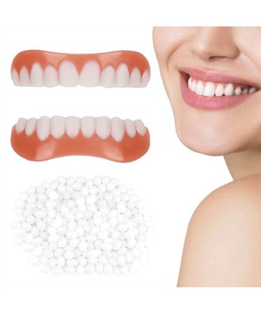Wrong teeth veneers white dentures for upper and lower jaw fake teeth for women men comfortable flex cosmetic teeth protection of the teeth 1-set set