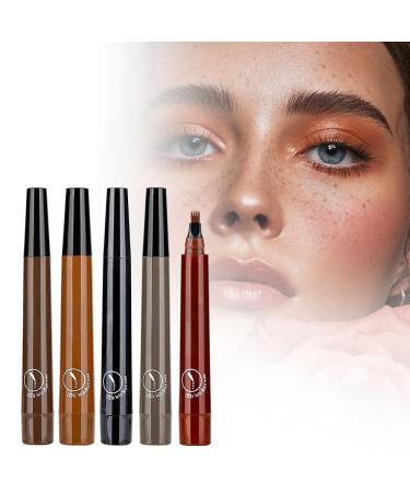 2024 Premium Magic Eyebrow Pencil with a Micro-Fork Tip 3D Microblading Eyebrow Pencil Waterproof Contouring Pen 4 Tipped Spoolie Brush Precise Brow Pen Natural Makeup Effect (COLORFUL)