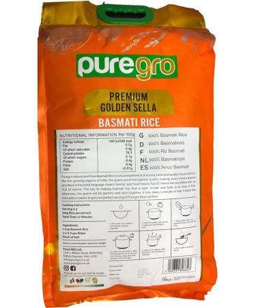 Puregro Premium Golden Sella Basmati Rice 5kg - High-Quality Basmati Rice - Pack of 1 - Buy Online on GoSupps.com