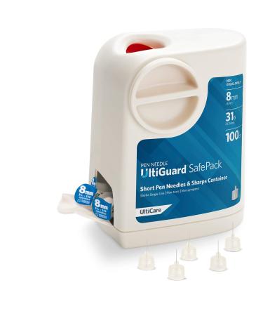 All-in-One UltiGuard Safe Pack Pen Needles and Sharps Container for at-Home Insulin Injections and Safe Needle Disposal, Size: Short 8mm (5/16) x 31G, 100 Count Self-disposal - Buy Online on GoSupps.com