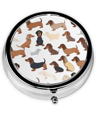 I Love My Dog Dachshund Mini Round Pill Box | 3 Compartment Travel Pill Organizer | Portable Medicine Case for Home & Office - Buy Online on GoSupps.com
