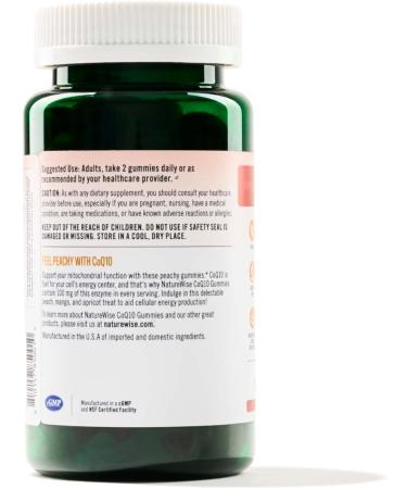 NatureWise CoQ10 Gummies 100mg - Vegan Peach Mango Heart Health Supplement - Pectin-Based Gluten-Free Non-GMO - 60 Count (1-Month Supply - Buy Online on GoSupps.com