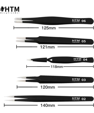 HengTianMei Precision Tweezers Set Anti-static ESD Tweezers Kit  Equipped with carving knife  metal crowbar and storage bag (12 PCS) - Buy Online on GoSupps.com