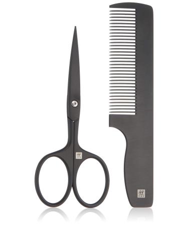 ZWILLING TWINOX M beard care set premium beard scissors + beard comb with cowhide case beard trimming kit black 97713-004-0