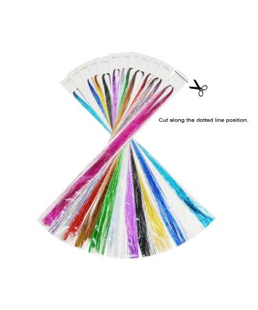 Sparkling Hair Tinsel Strands Kit - 47 Inch, 2400 Strands, 12 Colors - Buy Online on GoSupps.com