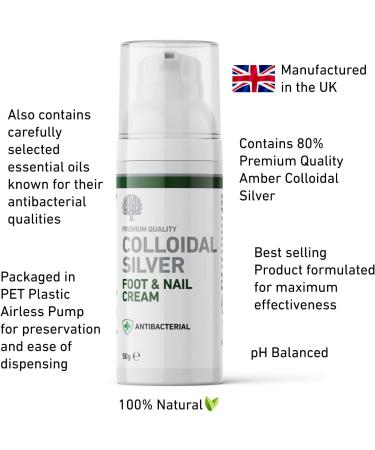 Antibacterial Colloidal Silver Foot & Nail Cream - 50g | All Natural Formula - Buy Online on GoSupps.com