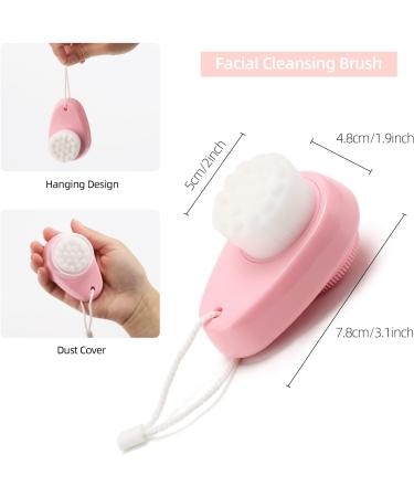 3PCS Facial Cleansing Brushes - 2 in 1 Silicone Scrubber & Soft Bristle Brush Set for Deep Skin Cleansing - Black, Pink, Green - Buy Online on GoSupps.com