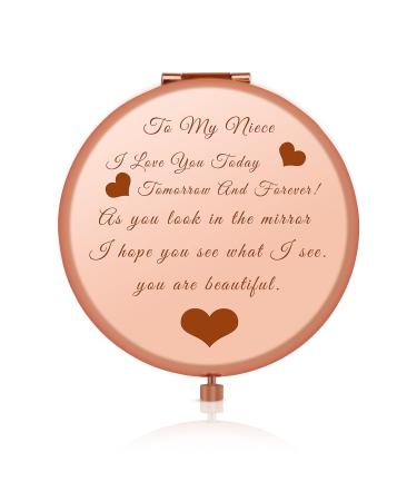 Jielahua Niece Gift from Aunt and Uncle  Graduation Gifts for Her  Niece Birthday Gift Ideas  Rose Gold Travel Compact Mirror for Niece  Niece Wedding Christmas from Auntie Uncle