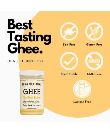 Classic Grass-Fed Ghee Butter by Indian Milk & Honey | 44 oz with 264 Servings | Handmade, Locally Sourced & Lactose, Gluten, Casein Free | Recyclable PET Jars - Buy Online on GoSupps.com