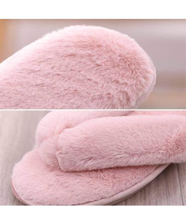 Pink Fluffy Slippers Women Fur Slides Winter Flip Flops Warm Comfortable Fluffy Furry Slippers Lady House Soft Shoes Flat Shoes for Indoor Outdoor Flat Sandals Ladies (A 24.5CM) (B 25CM) - Buy Online on GoSupps.com