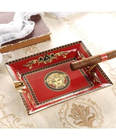 Ashtrays Ceramic Cigar Luxury Creative Cigar Household Living Room Rectangular Cigar Suitable for Office Living Room-Red - Buy Online on GoSupps.com