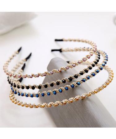 Stylish Rhinestone Hair Bands - 5-Piece Non-Slip Elastic Headbands for Dancing Parties & Everyday Wear - Buy Online on GoSupps.com