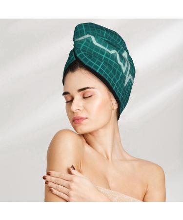 Hair Towel Wrap - Quick Drying Hair Turban with Button | Eco-Friendly ECG Wave Design - Buy Online on GoSupps.com