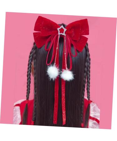 minkissy Hairpin Hair Bow for Women Bow Barrettes Women Bowknot Barrette Satin Bow Hair Barrette Hair Accessories for Girls Red Christmas Bow Bows for Women Child Princess Metal Headband - Buy Online on GoSupps.com
