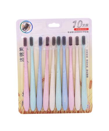 FRCOLOR 10pcs Cleaning Toothbrush Wheat Straw Toothbrush Bristles Toothbrush Combination