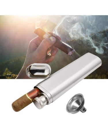 Cigar Holder Two Tubes Stainless Steel Corrosion Proof Hip Flask and Cigar Holder Humidor Tube Travel Carry Case - Buy Online on GoSupps.com
