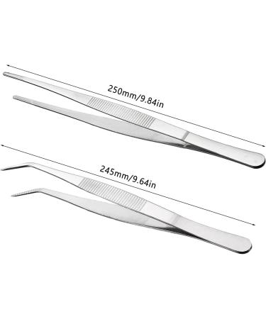 Curved & Blunt Stainless Steel Tweezers - 25cm Professional Non-Slip Angled Set for Water Pets Corals Cooking & Repair (2 Pieces) - Buy Online on GoSupps.com