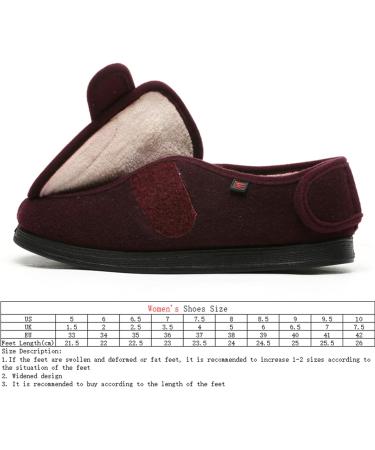 ZHENSI Women's Adjustable Slippers | Wide Memory Foam Non-Slip Shoes | Red B - Buy Online on GoSupps.com