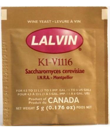 Lalvin K1-V1116 Saccharomyces Cerevisiae 3 (5G Pouches)