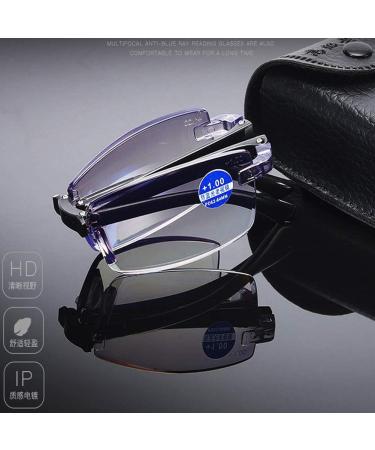 3 Pairs +200 Blue Light Blocking Reading Glasses - Anti Eye Fatigue Foldable Men & Women - Includes Leather Case - Buy Online on GoSupps.com