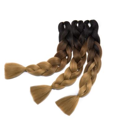 Sego Ombre Jumbo Braid Hair Extensions 24 Inch - 3 Pieces Dark Medium & Light Brown Crochet Twist 300g - Buy Online on GoSupps.com