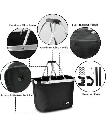 COFIT Detachable Bike Basket - Multi-Purpose Bicycle Handlebar Basket for Pet, Shopping, Commuter, Camping - Basic Black - Buy Online on GoSupps.com
