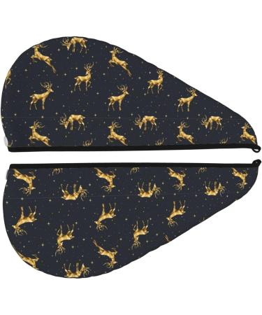 Christmas Deers Microfiber Hair Towel - Soft & Super Absorbent Wrap for Long Curly Thick Hair | Quick Dry Coral Velvet for Women - Buy Online on GoSupps.com