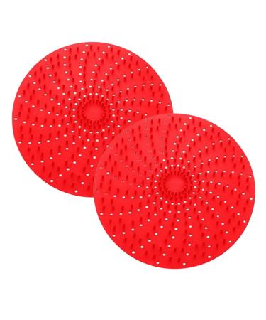 Alipis 2pcs Air Fryer Liner French Fries Frying Mat Silicone Liners Silicone Air Fryer Mat Steamer Round Red 20X20X1CM