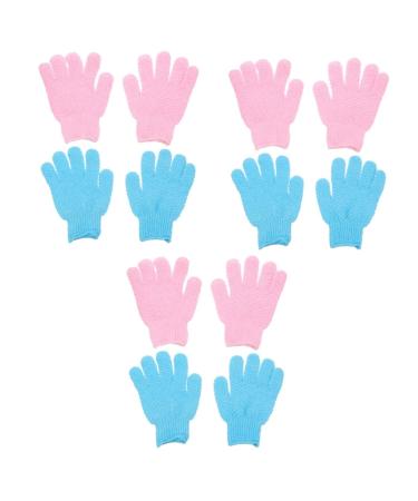 minkissy 6 Pairs Bath Scrub Gloves Shower Exfoliating Gloves Shower Dead Skin Exfoliator Shower Tools Bath Mitt Spa Gloves Dead Skin Remover Gloves Polyester Accessories Take a Bath