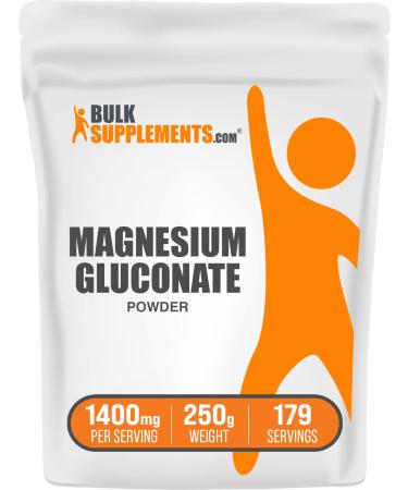 BulkSupplements.com Magnesium Gluconate Powder - Magnesium Mineral Supplements - High Absorption Magnesium - Pure Magnesium Supplement - 1400mg (75mg of Magnesium) per Serving (250 Grams - 8.8 oz)
